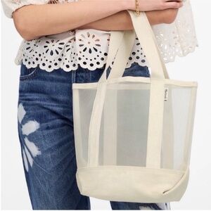NWT Madewell Limited Edition Icon Exclusive White Canvas Mesh Mini Tote Bag